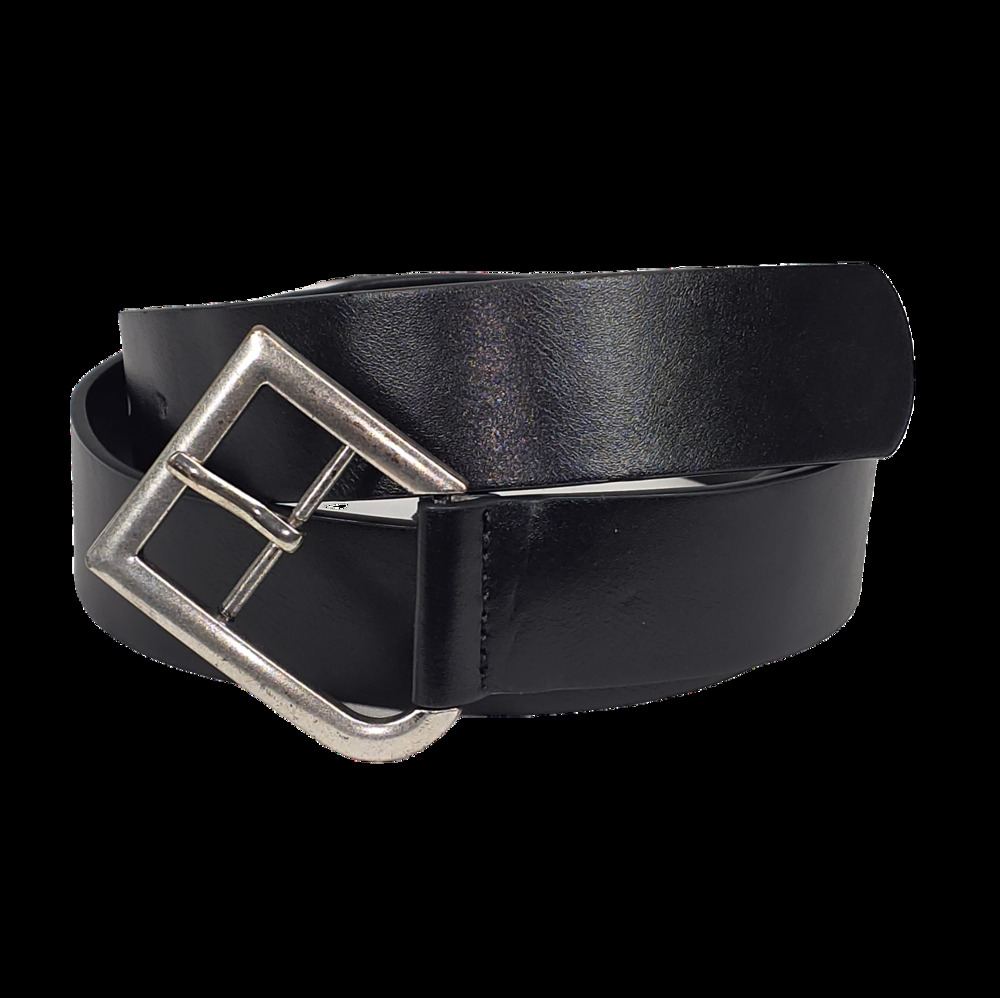 MNG (MANGO) GENUINE LEATHER BELT – BLACK/SILVER BUCKLE – WOMEN’S SIZE M (30–34")
